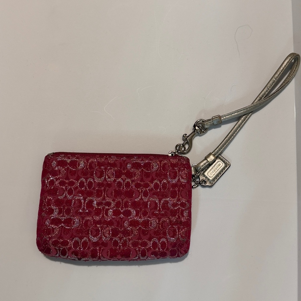 Coach Fuchsia Signature Wristlet - Picture 2 of 11